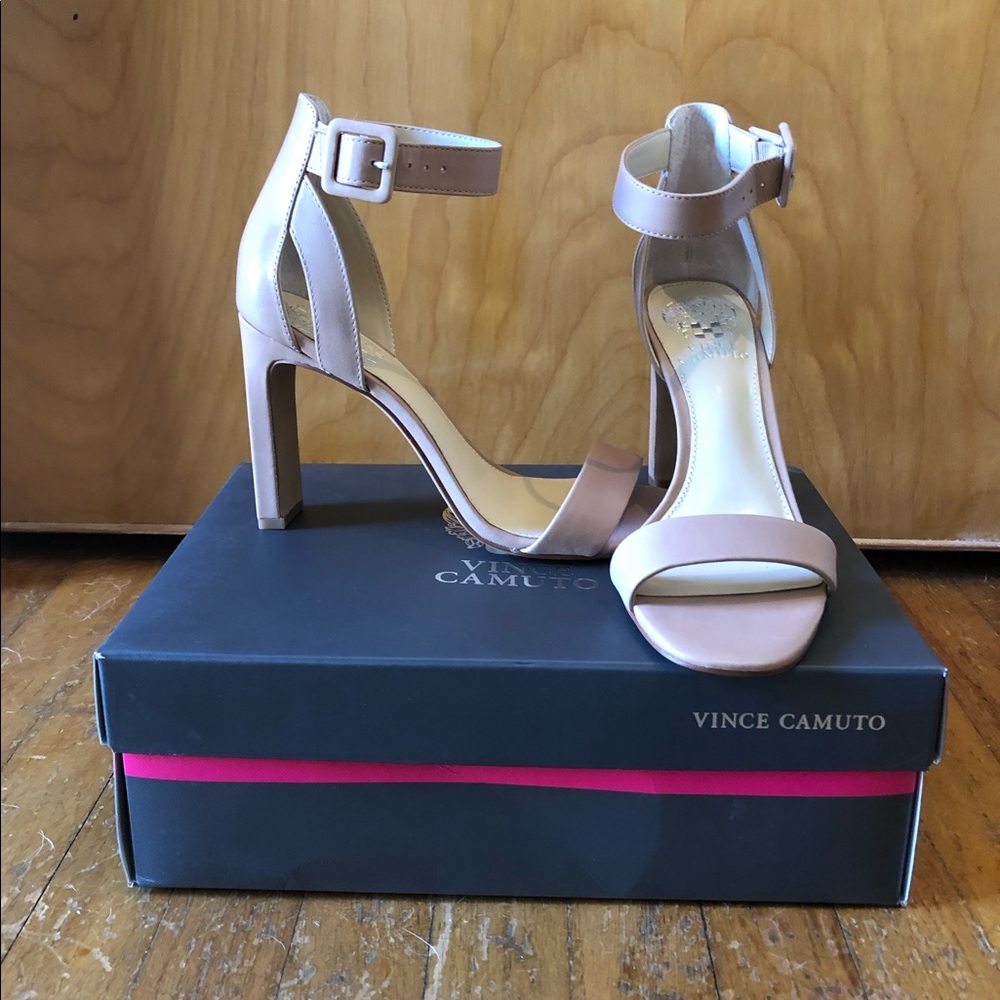 Nude Vince Camuto Strap Heeled Sandal